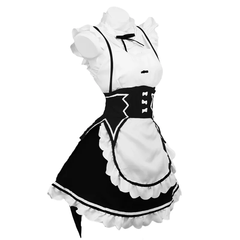 Ram Rem Cosplay Lolita Maid Cosplay Costume Vestido Re:zero Kara Hajimeru Isekai Seikatsu Halloween Costume for Women Loli Dress