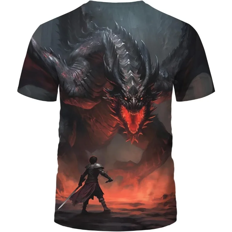 Men's Animal Shirt Retro Dragon 3D Printing Graphic Short Sleeve Top Cosplay Men's Clothing Quality Haikyuu T-shirt for Men