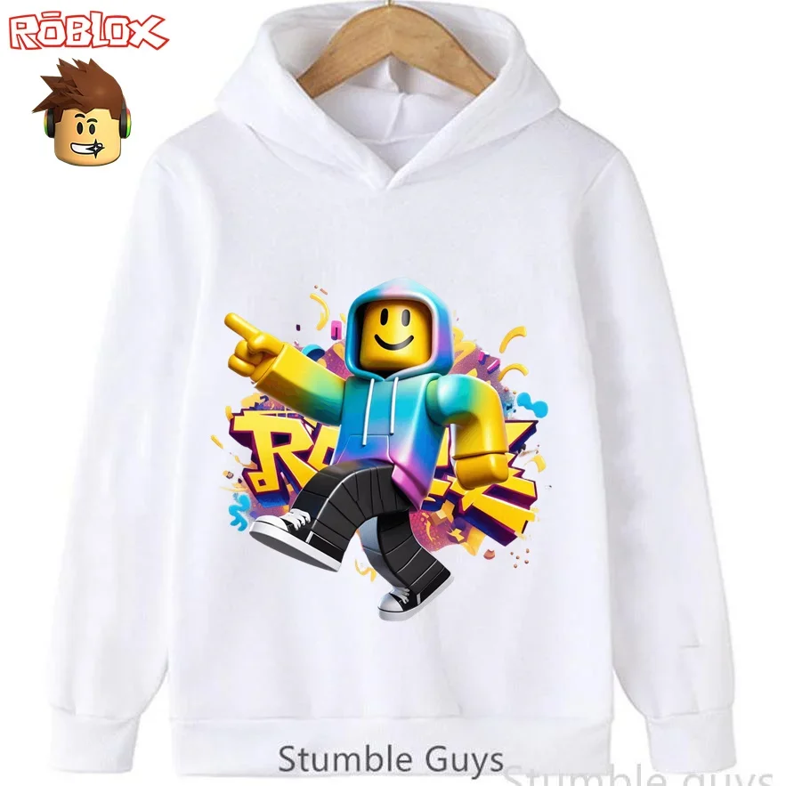 سويت شيرت Roblox Kids للخريف بغطاء للرأس عصري ثلاثي الأبعاد برسومات شخصيات الألعاب للأولاد والبنات