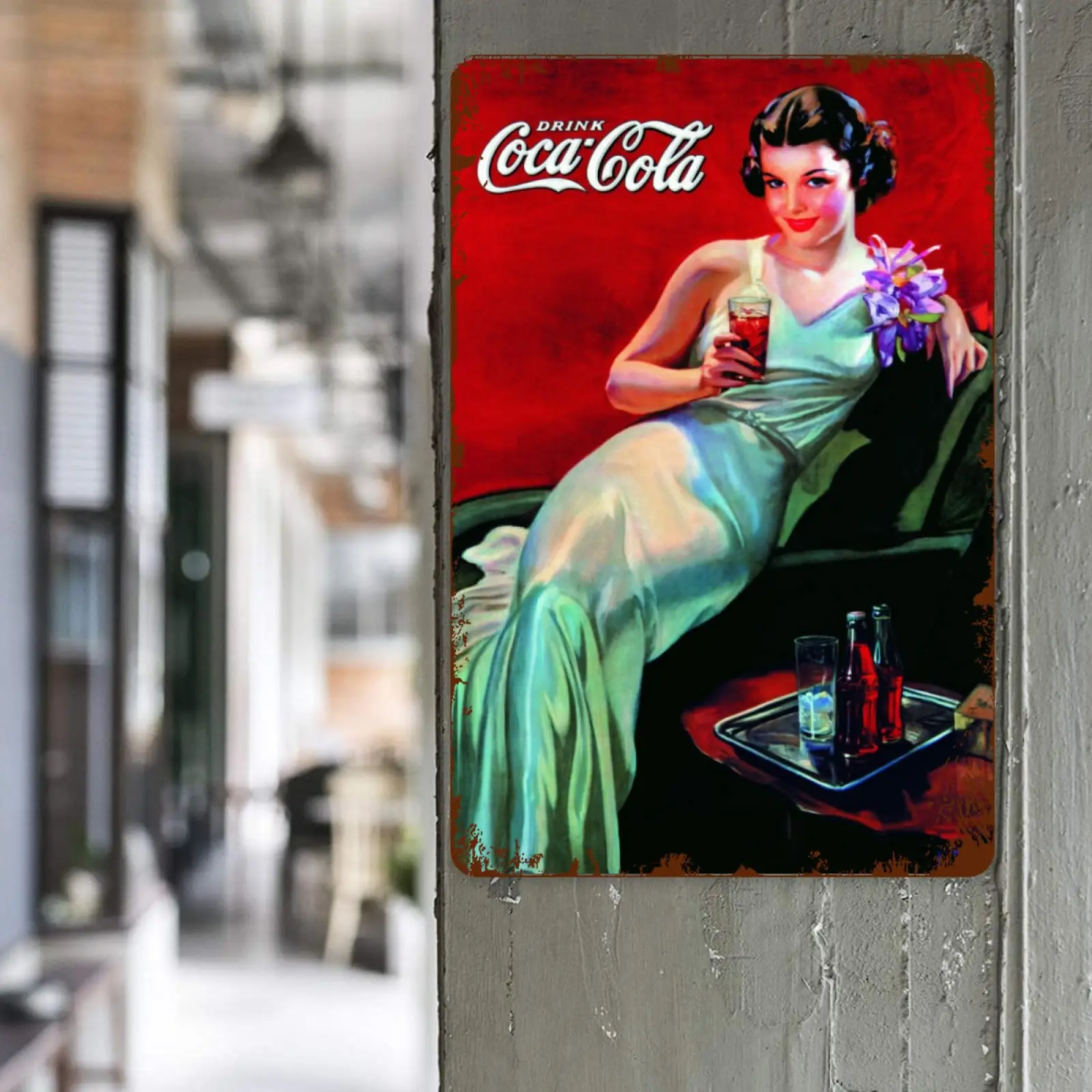 Retro Coca-Cola Tin Sign, Mulher Metal Cartaz, Vintage Wall Decor, Coca-Cola, Pub, Restaurantes, Café, Placa de clube, Homem Caverna, 8