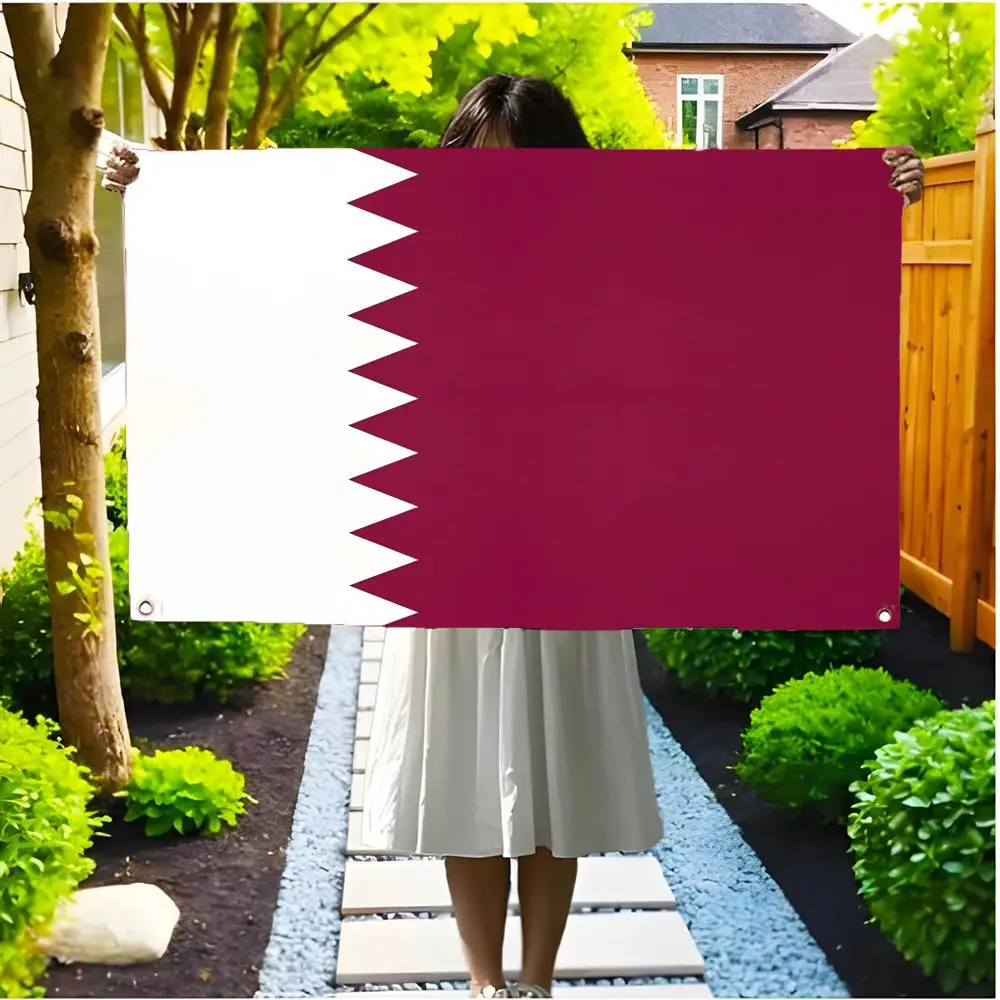Flag of Qatar Flags Edgeless four-ring hanging decor indoor outdoor compatible easy for hanging display