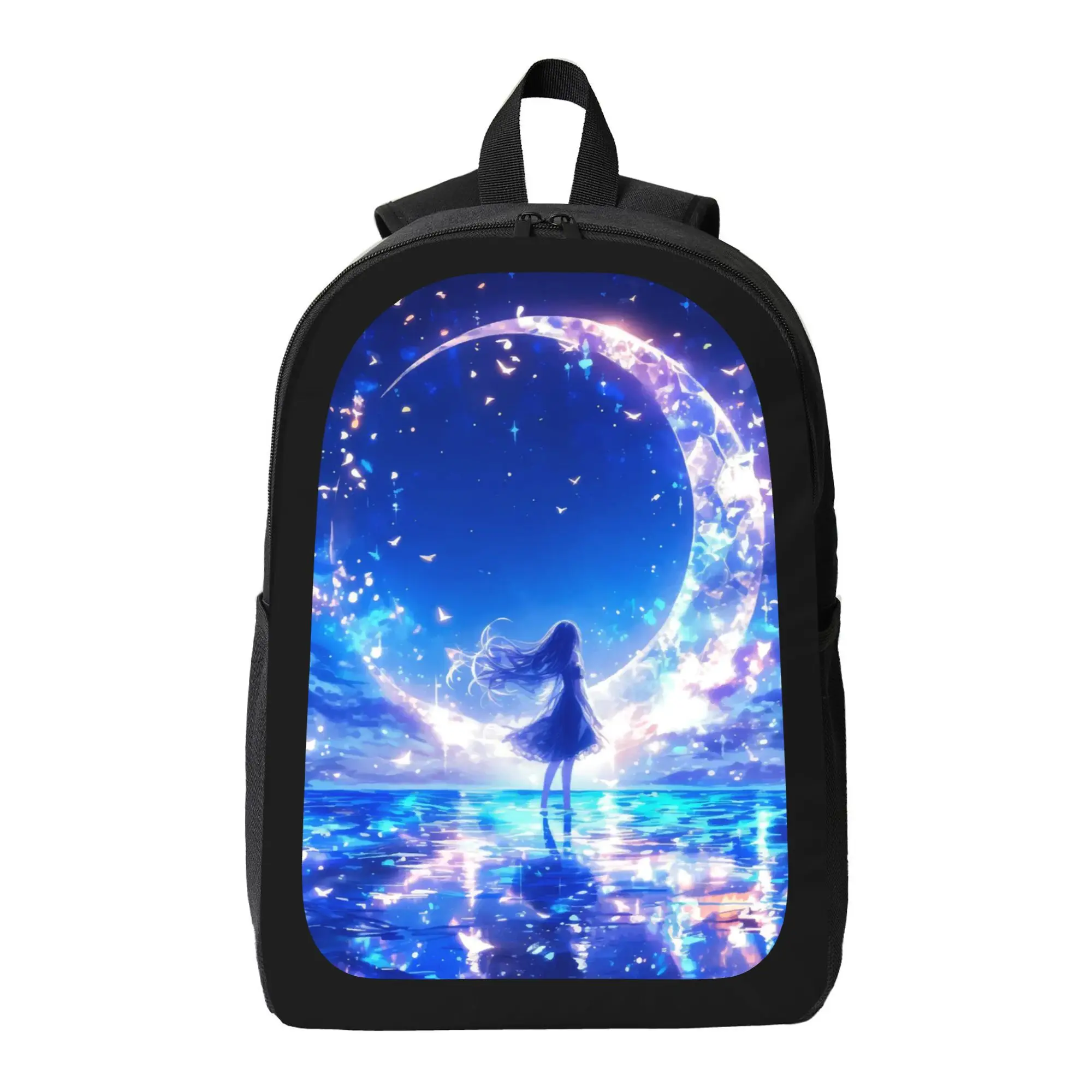 Mochila escolar con estampado mágico de cielo estrellado luminoso con temática de anime - mochila juvenil neutra ligera y de gran capacidad