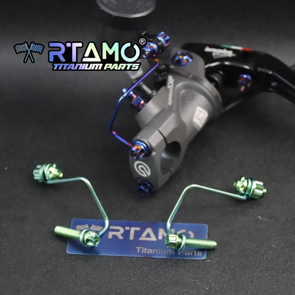 RTAMO Soporte de taza de aceite para tanque de motocicleta, soporte de soporte derecho e izquierdo con perno para bomba Brembo RCS CC RCS Adelin RCB