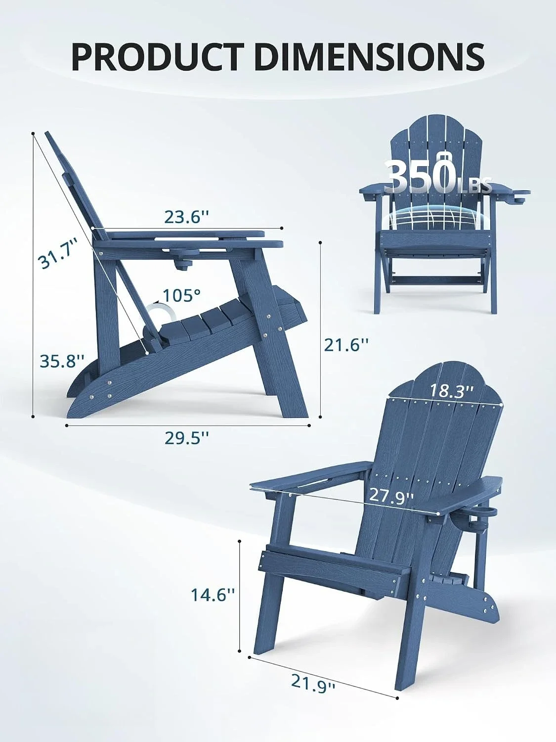Chairs Set of 4, Blue Fire Pit Chairs | All-season weather resistant, ergonomic comfy design,, Customized