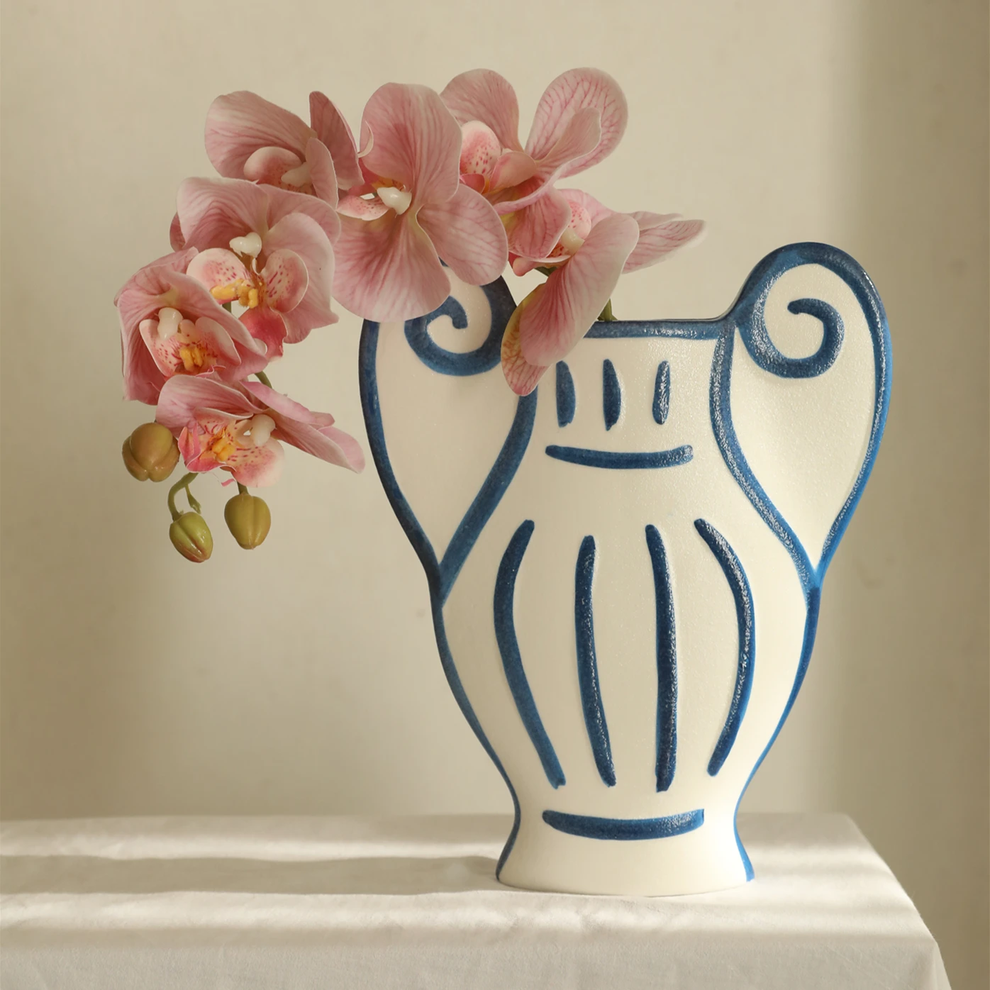 Greek Aesthetics, Ionic Pillars, Life Style, Hand Drawn Handmade Ceramic Vase