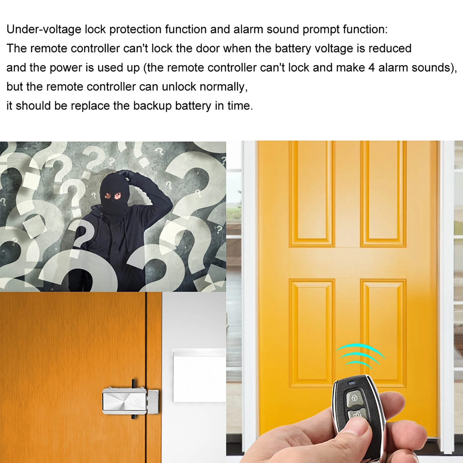 

Intelligent Home Remote Control Lock Mechanical Anti Theft Lock with Four Remote Controller Intelligent Lock Remote Control Lock