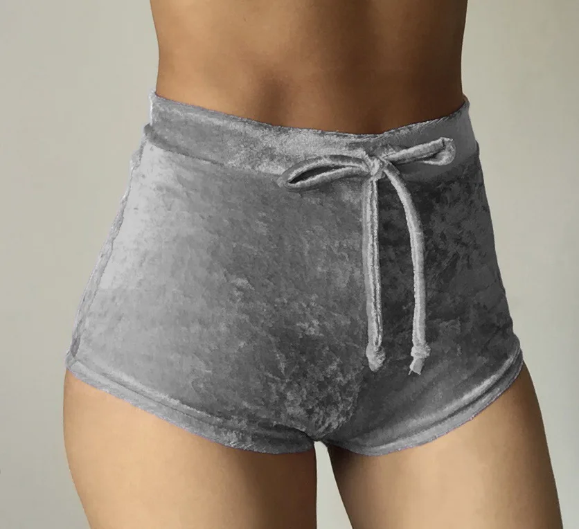 Shorts de cordão de veludo para senhoras, cintura alta, com renda, quadril, sexy, casual, inverno, novo, tamanho grande, 2022