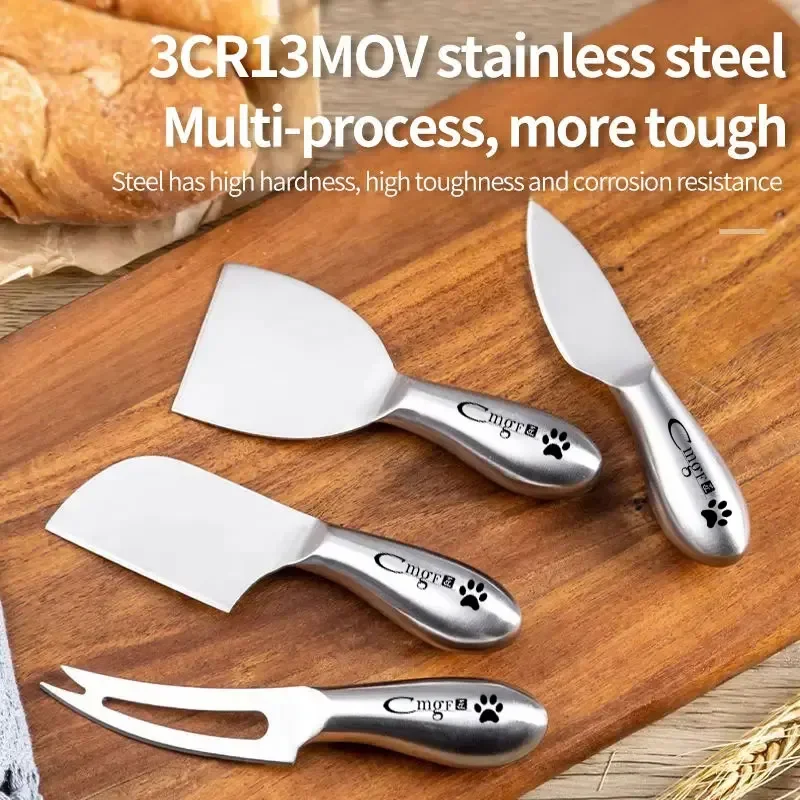 Juego de vajilla multifuncional para queso, cuchillo para queso de acero inoxidable, corte de pizza, mermelada, fruta, tenedor, cuchillo para mantequilla, Mini cuchillo para pan y pastel
