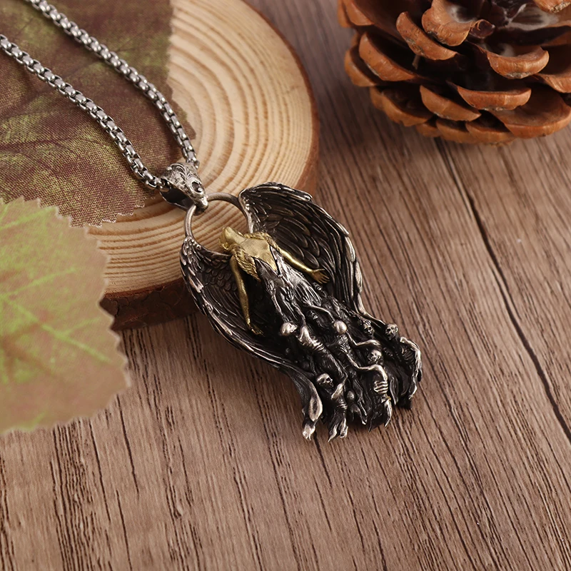 Creativity Mother of Purgatory Demons Pendant Wing Angel Goddess Pendant Necklace for Men Trend Punk Gothic Women Jewelry image 5