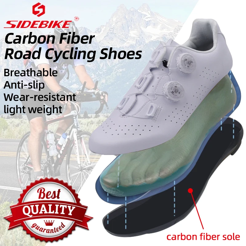 SIDEBIKE Road Cycling Sneaker Carbon Fiber Sole Light Bicycle Shoes Outdoor Anti-slip Ergonomics Comfortable Road Cycling Shoes