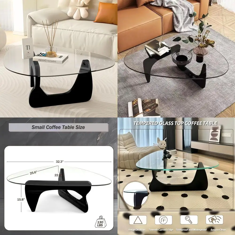 

Черный современный стеклянный журнальный столик, уникальный треугольный журнальный столик для гостиной, столешница из закаленного стекла + деревянная основа, абстрактный контакт