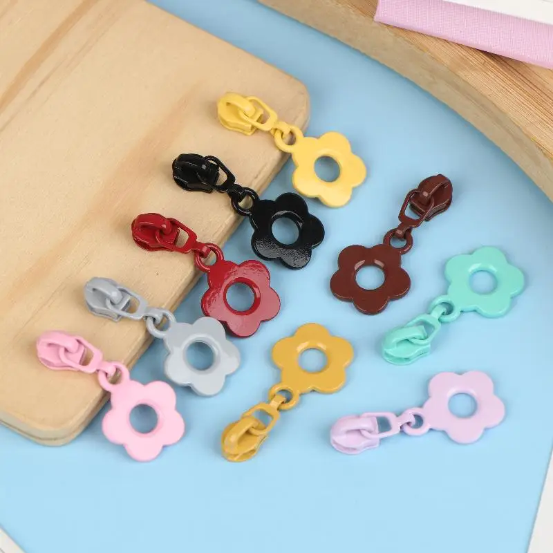 ★▲10Pcs Cute Little Flower Zipper Head For #3 Nylon Zippers Suitable For Home Sewing DIY Handmade Zipper Replacement