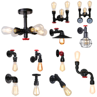 Retro Vintage Wall Lamp Industrial Led E27 Indoor Water Pipe Lighting Bedside Light Sconce Home Decor Loft Living Room Kitchen