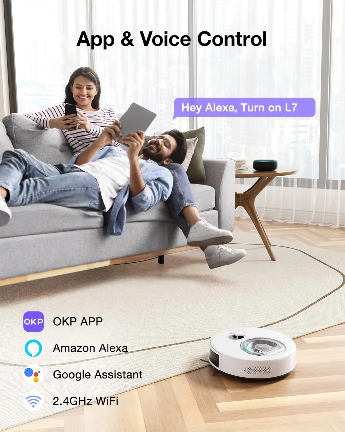 OKP L7 Wireless Robot Vacuum Cleaner, Precision Mapping with LiDAR & dToF Sensors, Ultrasonic Carpet Detection
