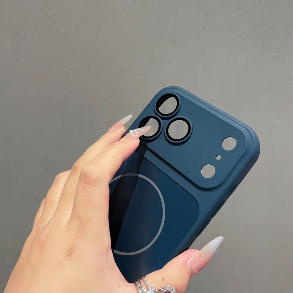 الفاخرة إطار كبير زجاجي عدسة حماية جراب هاتف جديد آيفون 17 الهواء 16 15 14 13 12 11 برو ماكس 17 برو المغناطيسي PC الغلاف الصلب