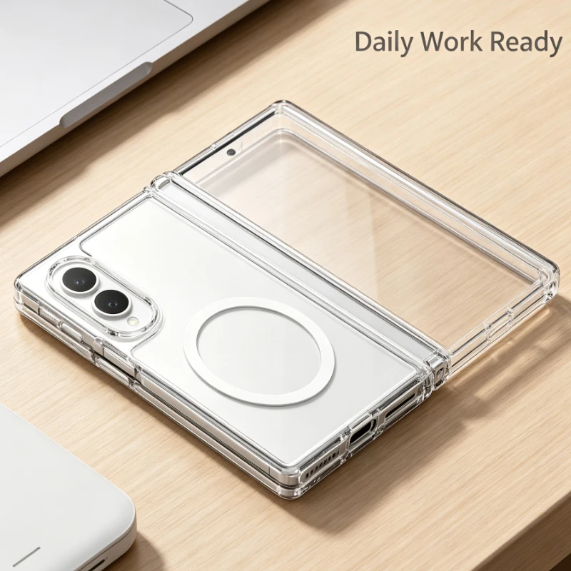 For Samsung Z Fold8 Magnetic Transparent Shockproof Hinge Protection Cover Business Travel Daily Use Premium Design