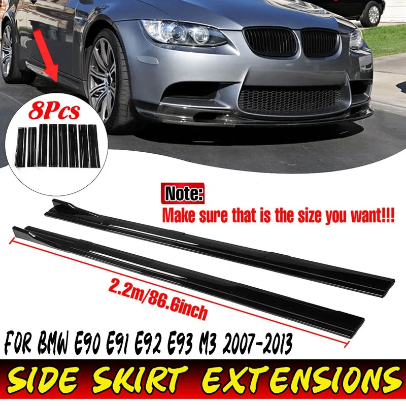 

High Quality 2.2m Side Skirts Extension Rocker Splitters Diffuser Winglet Wings For BMW E90 E91 E92 E93 M3 2007-2013