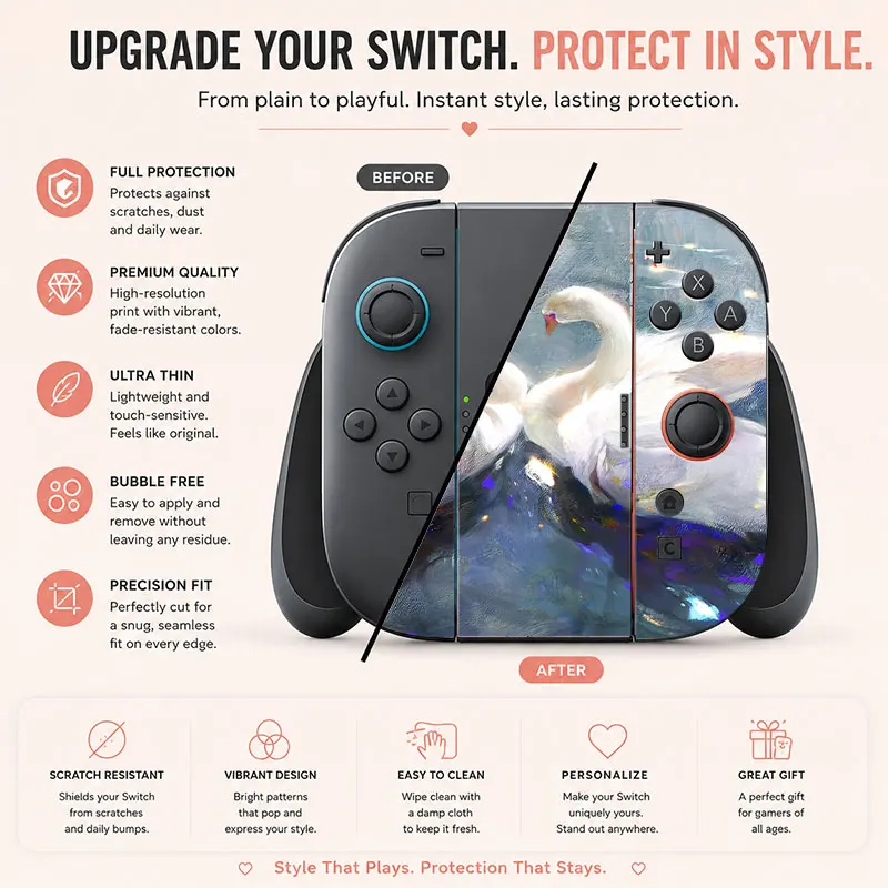 Creative pattern SWITCH game console protective film, with natural touch and comfortable feel, featuring personalized designs