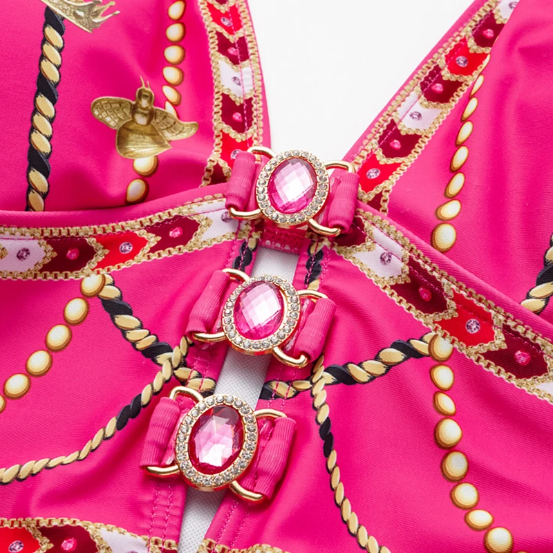 Traje de baño Sexy de una pieza con realce, traje de baño con estampado de patrones metálicos huecos, trajes de baño para mujer, Bikinis femeninos, mono adelgazante
