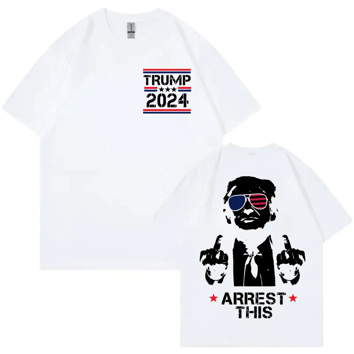 Donald Trump Arrest This Funny Double Sided Print T-shirt Unisex 100% Cotton Oversized T Shirts Casual Fashion O-Neck T-shirts