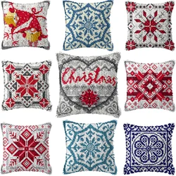 Christmas Vintage Classic Latch Hook Set Embroideried Latch Hook Kits Flower Latch Hook Pillow Button Pad Package Handmade Cross