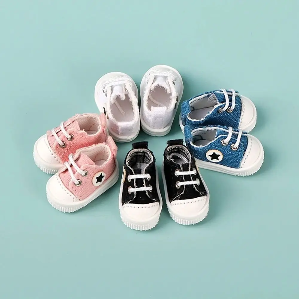 

Модная обувь Ob11 со звездным узором, платье для ролевых игр, кукла, парусиновая обувь, милый наряд, низкие повседневные кукольные туфли, кукла 1/12 Bjd