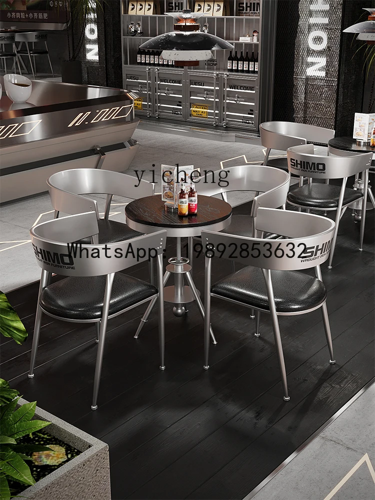 ZZ Industrial Style Table and Chair Combination Coffee Shop Milk Tea Shop Leisure Area Restaurant