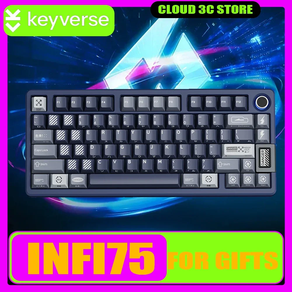 Keyverse INFI75 Mechanical Keyboard Multifunctional Knob Screen RGB HIFI Tri Mode Wireless Gaming Keyboard Customized PC Gamer