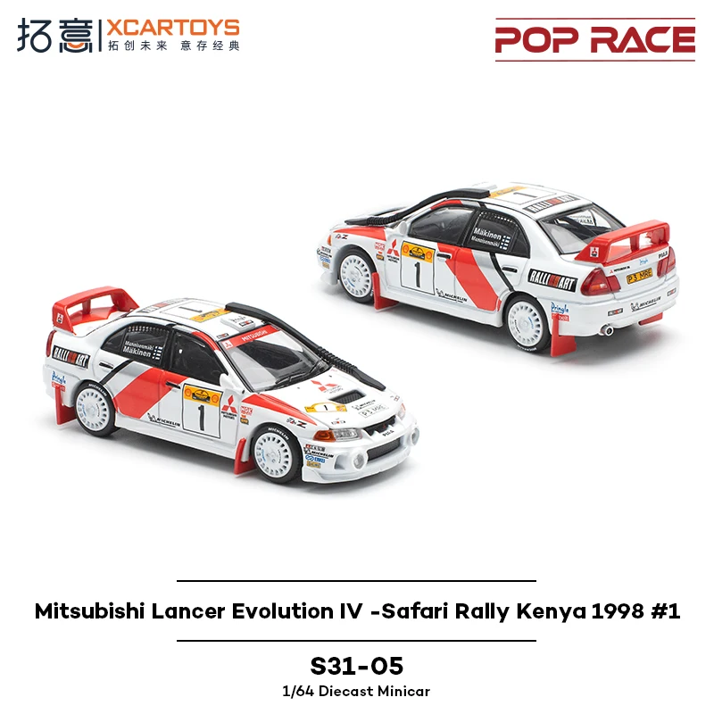 POP RACE 1/64 Mitsubishi Lancer Evolution IV -Safari Rallye Kenya 1998 # 1 jouet de modèle de véhicule moulé sous pression en alliage de qualité supérieure à collectionner