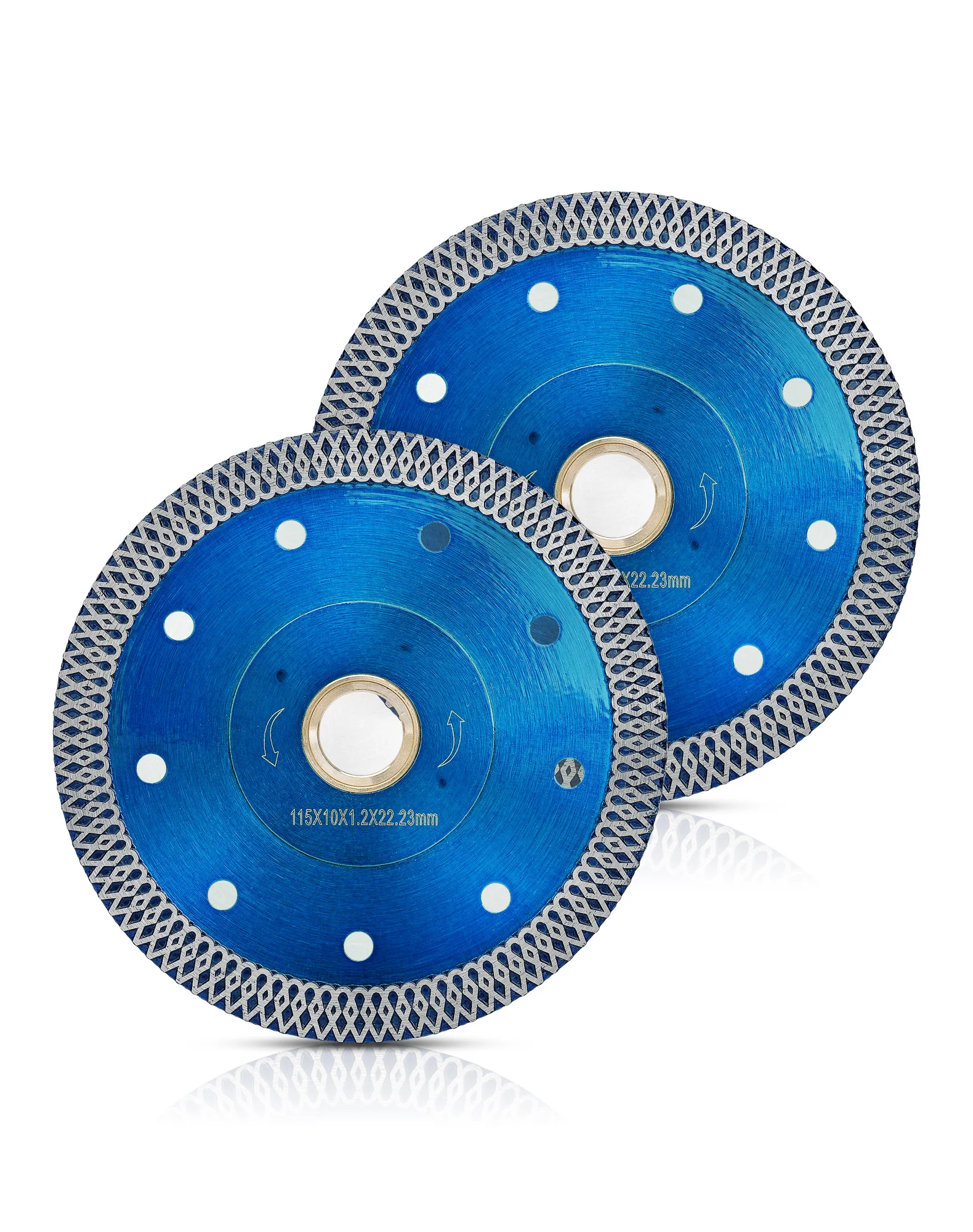 2 peças 4.5 "lâminas de serra de diamante super finas para serra de azulejos, lâmina de telha de borda de malha x para porcelana e telha cerâmica corte molhado/seco