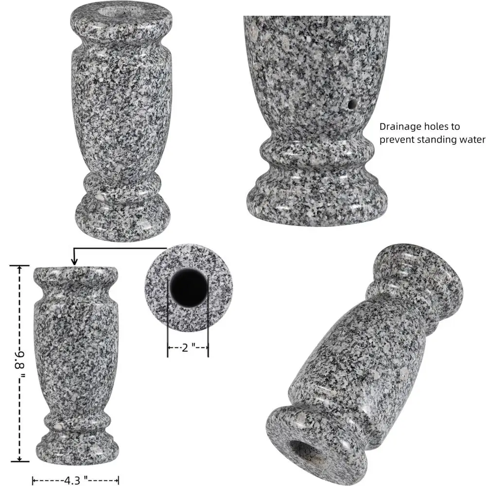 

Сверхмощная гранитная мемориальная ваза для могильных маркеров, прочный каменный держатель для цветов для украшения кладбища