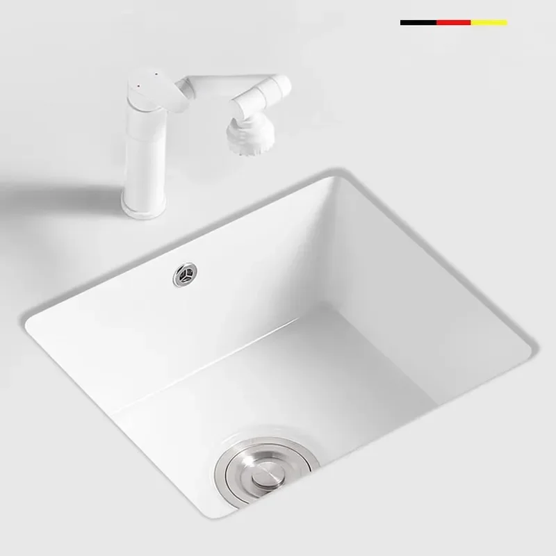 For Deep Under Counter Ceramic Basin Large Diameter High Capacity Wash Sink for Bathroom Balcony Laundry Hygiene Water Saving