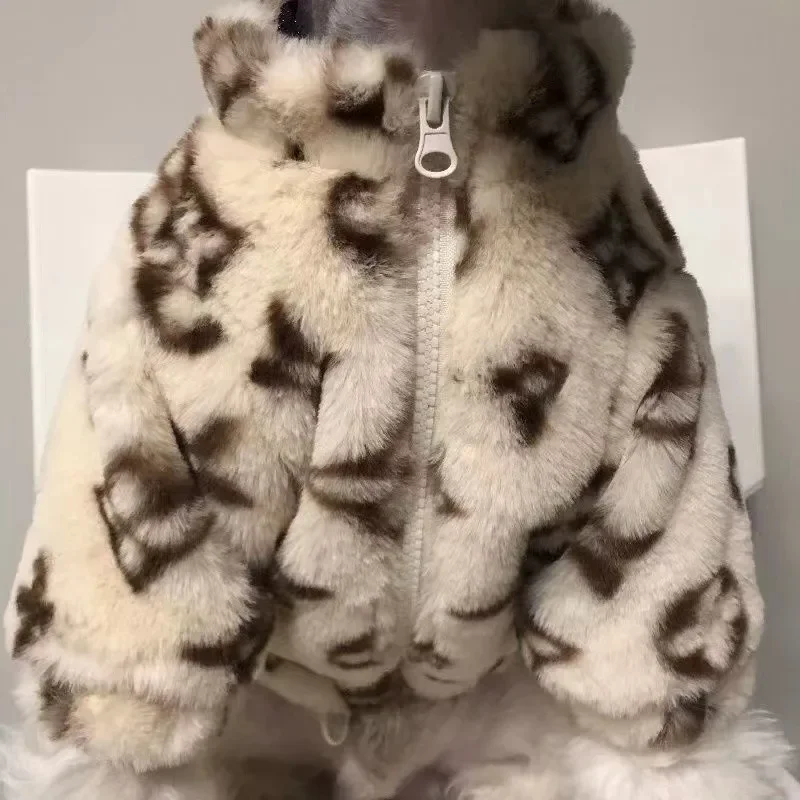 Hundekleidung für kleine Hunde, Herbst-Winter-Mantel, Leopardenmuster, Fell und Fleece, Thermo-Welpenbekleidung, warmer Hundepullover, niedliche Produkte
