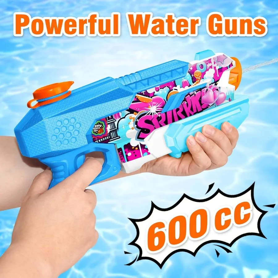Pistola de água para adultos: 600CC 4 Pack Squirt Blasters Super Pistolas de água para adultos Pistola de água Brinquedos ao ar livre Alta capacidade Verão Soa