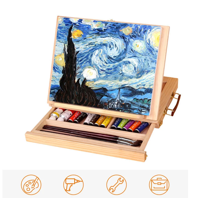 Multifunction Painting Easel Box Artist Desk Easel Portable Miniature Desk Light Weight Folding Easel For Storage During Trips