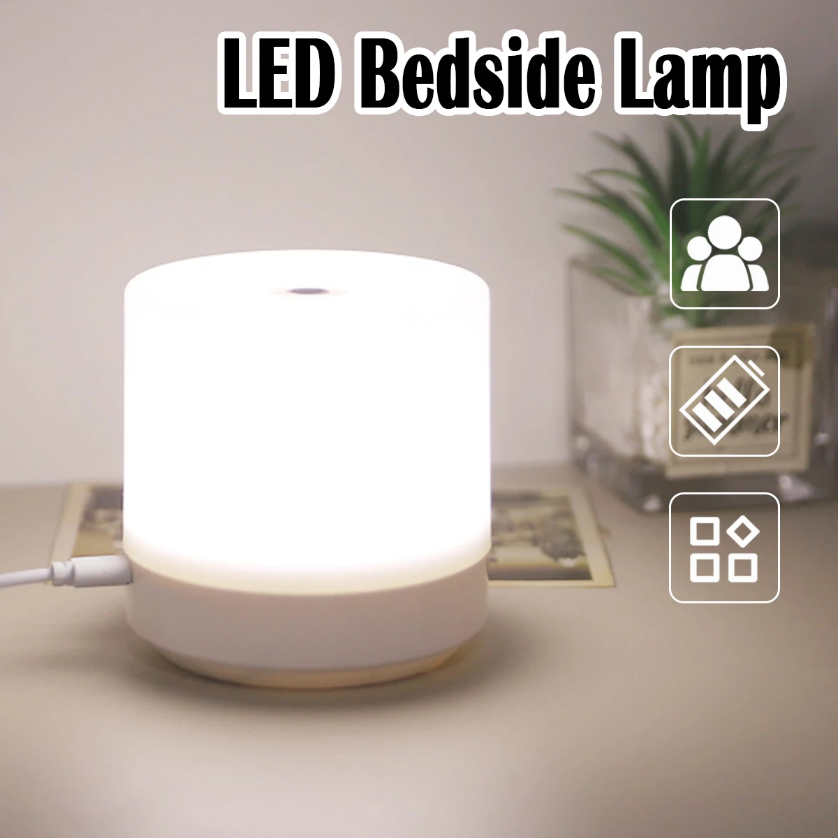 Led Bedside Lamp 3 Cores Mesa Usb Portátil Touch Desk Proteção de Olhos Noite Para Recarregável Stepless Home Sensor Quarto Luz