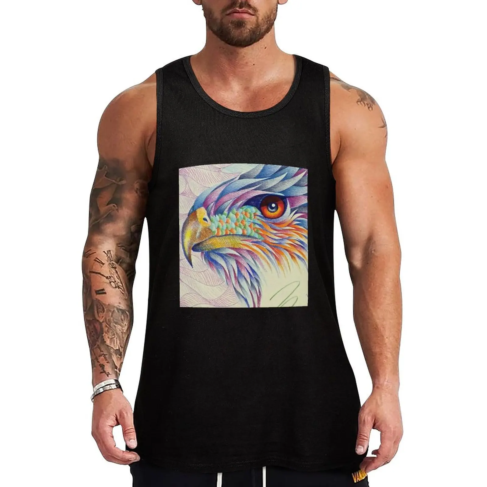 angled hawk Tank Top Men's t-shirt T-shirt male Men's gym articles gym t-shirts man