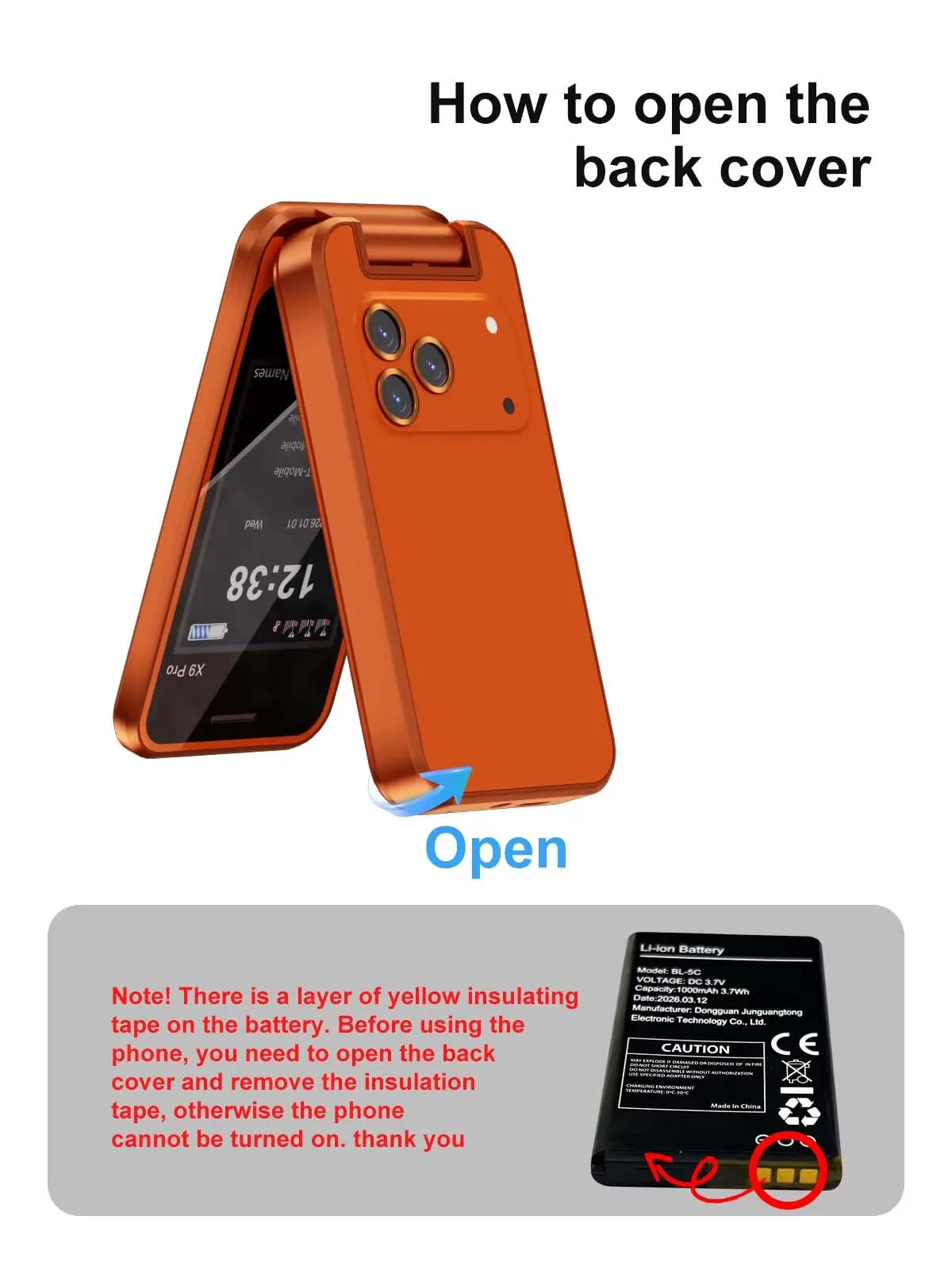 SERVO X9 PRO Flip Feature Phone 2.4 Inch Screen 3 SIM Standby 2G Blacklist Magic Voice Speed Dial MP4 Player FM Radio Cellphone