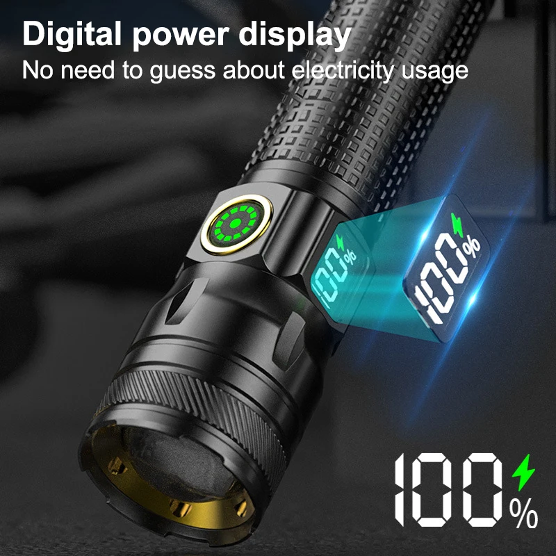 مصباح يدوي صغير من الألومنيوم قابل لإعادة الشحن عبر USB مع بطارية 18650، محمول للتخييم والمشي لمسافات طويلة وحالات الطوارئ