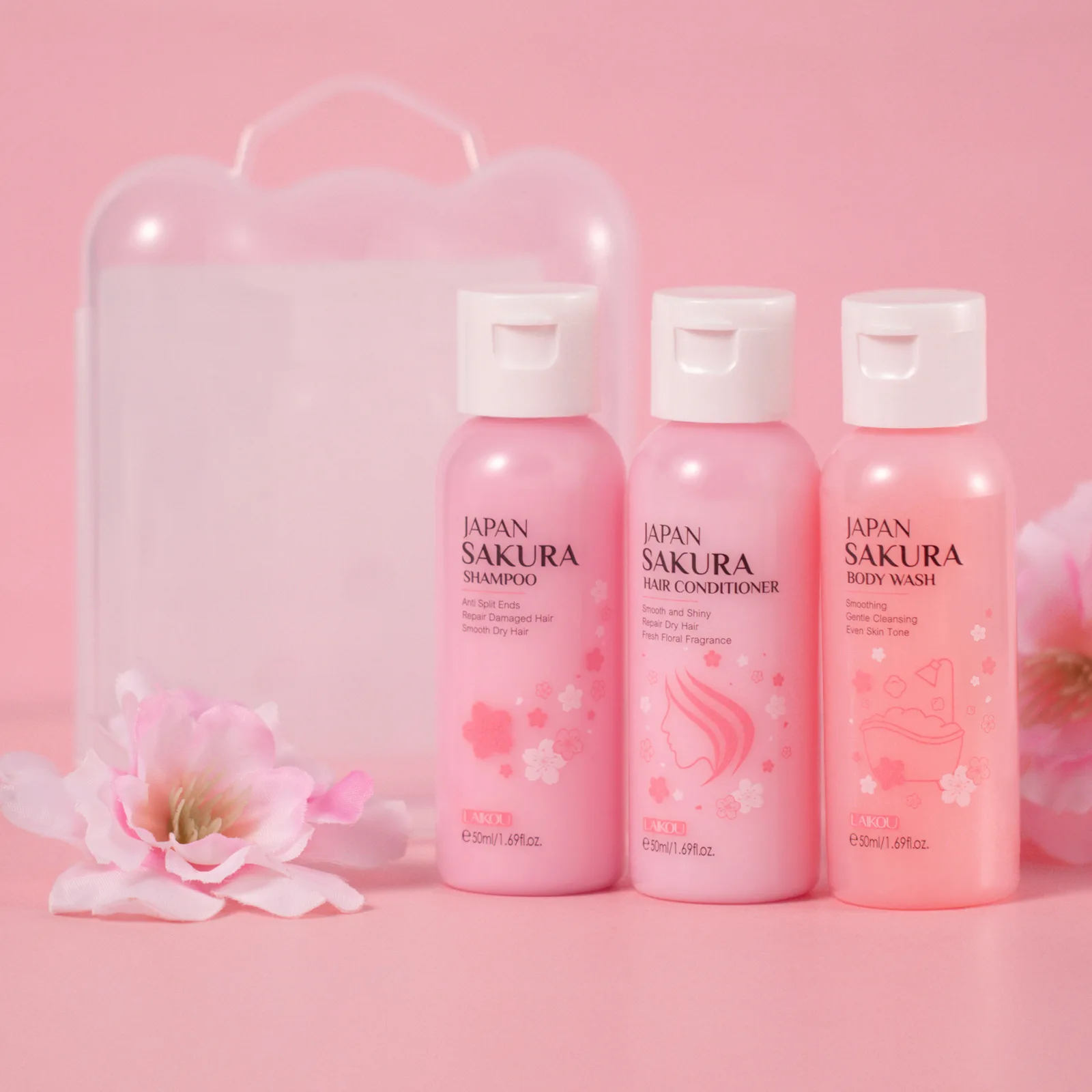 LAIKOU Sakura Body Wash Shower Shampoo Cherry Blossom Hair Conditioner Smooth Gentle Cleansing Fragrant Moisturizing Skin Care