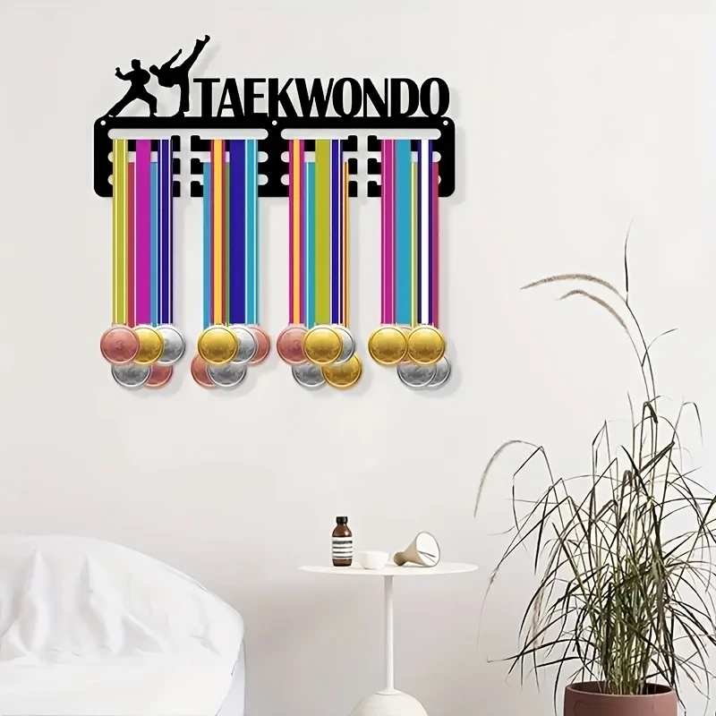 A Simple Metal Display Stand, Specifically Designed for Taekwondo Medals, Does Not Require Electricity or Feathers, Making It Perfect for Home, Office, and Outdoor Decoration, and Is Ideal for Displaying Medals, Clothing Ribbons, and Gifts - Height 30.0cm