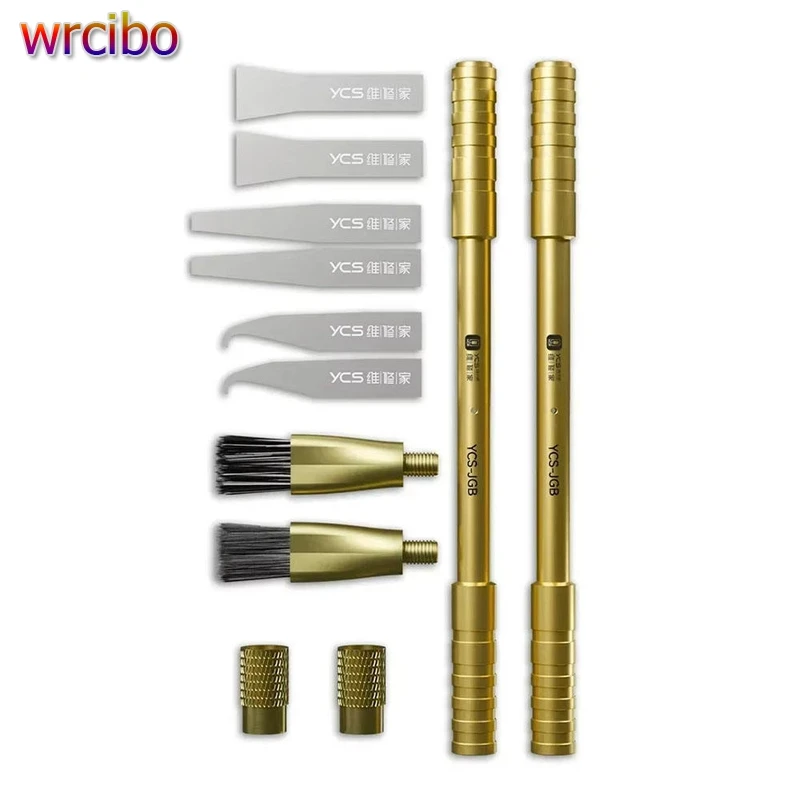 

YCS 10 in 1 IC Chip CPU Repair Multifunctional Handle Blade Tool with Golden Hoop Glue Removal Brush Quick Glue Removal Tool Set