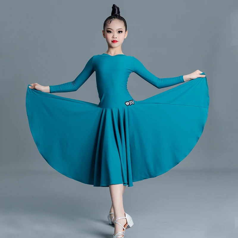 Fashion National Standard Waltz Ballroom Dance Dress Girls Long Sleeved Latin Dance Competition Costume Modern Dance Wear SL8366