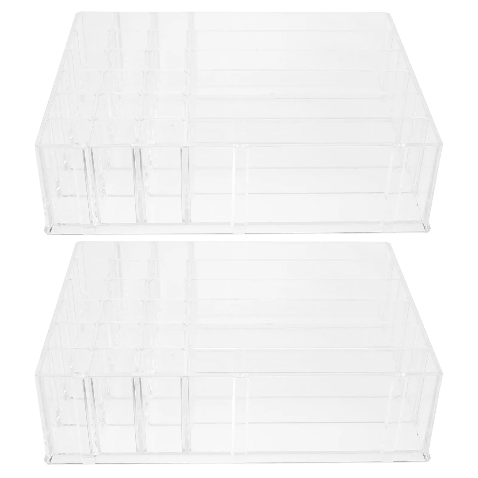 

Набор из 2 акриловых настольных органайзеров с несколькими отделениями для хранения косметики, помады, солнцезащитного крема, средств по уходу за кожей, разборные, прочные