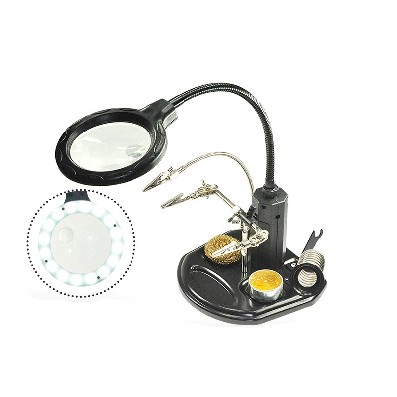 1Set 18.5cmx17cm Welding Magnifying Glass For Welding Station Desktop Magnifying Tool With 16Pcs LED Lights Magnifying Mirror