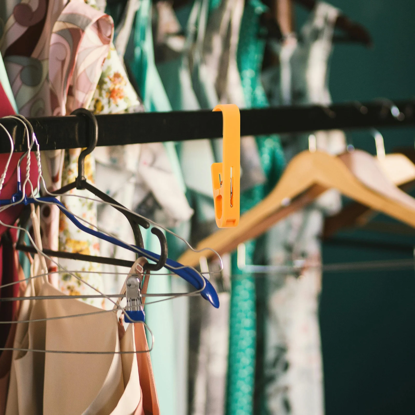 

4Pcs Clip Hanger for Clothes Sock Towel Boot Storage Heavy Duty Plastic Hooks with Clips Closet Organizer Easy Install No Tools