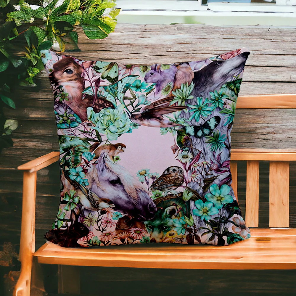 Vintage Wildlife Throw Pillow With Insert,Dark Botanical Decor Pillow For Home,Colorful Bird&Floral Pattern Cushion With Insert