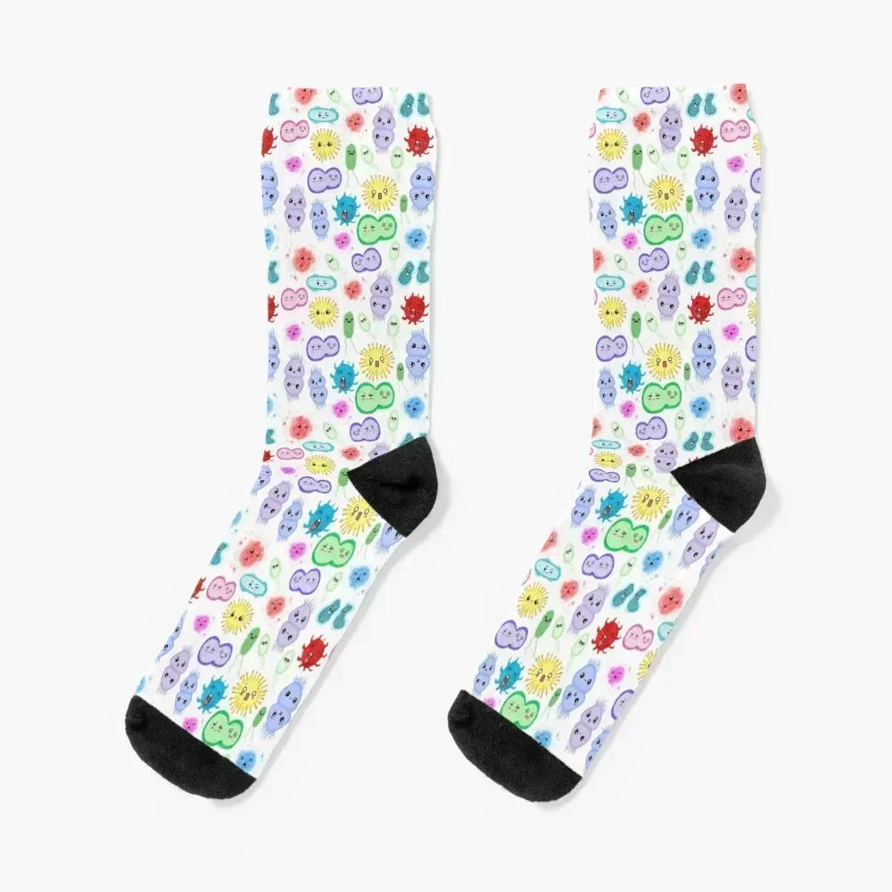 

Cute Microbes Bacteria, Virus, Ecoli, MicroBiology Seamless Pattern Sticker Pack. Socks Lots cartoon Socks Men Women's
