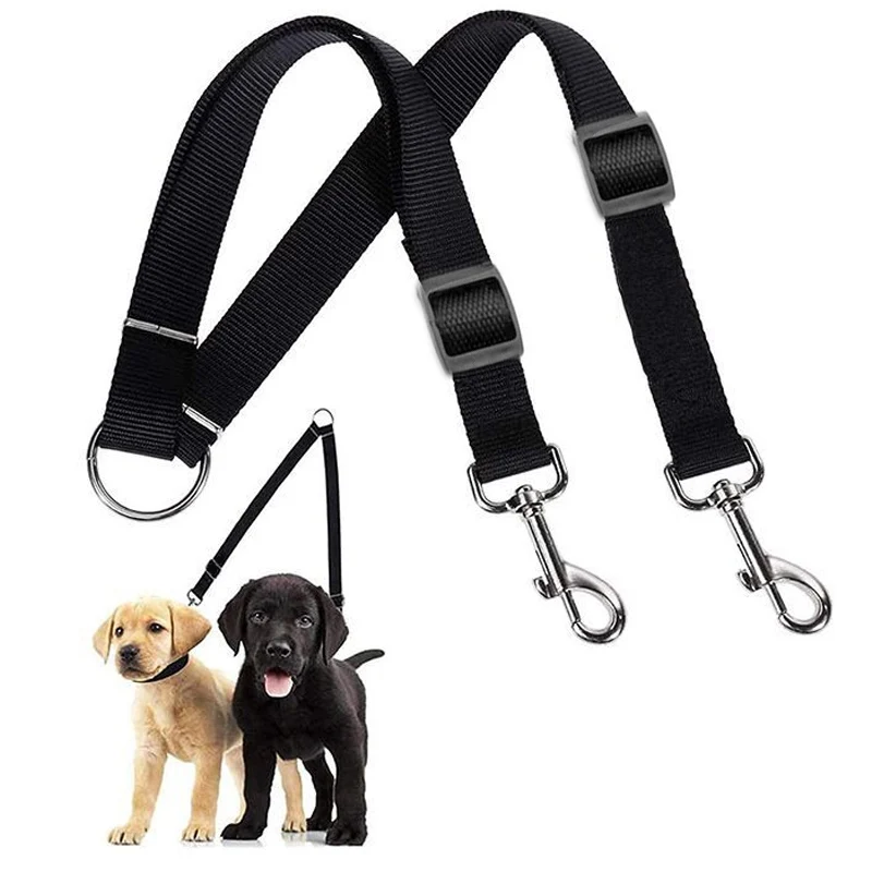 Nylon Pet Dog Leash Colorful Traction Rope Detachable One For Two Pet Dog Traction Leash Nylon Double Leash Kit For 2 Dogs