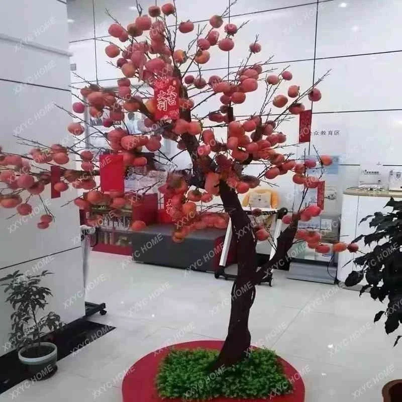 

Искусственное дерево: имитация хурмы, красочное, в виде лимона, персика, большое комнатное фруктовое дерево для напольного выращивания